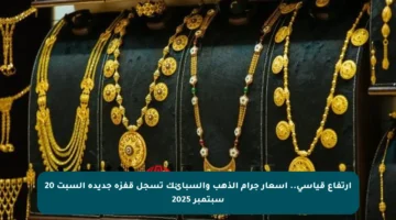 ارتفاع قياسي.. أسعار جرام الذهب والسبائك تسجل قفزة جديدة السبت 20 سبتمبر 2025